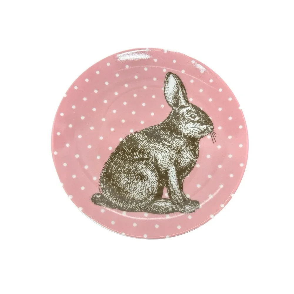 BIA Polka Dot Easter Bunny Rabbit Salad Dessert Plates Set of 4 Pastel Colors